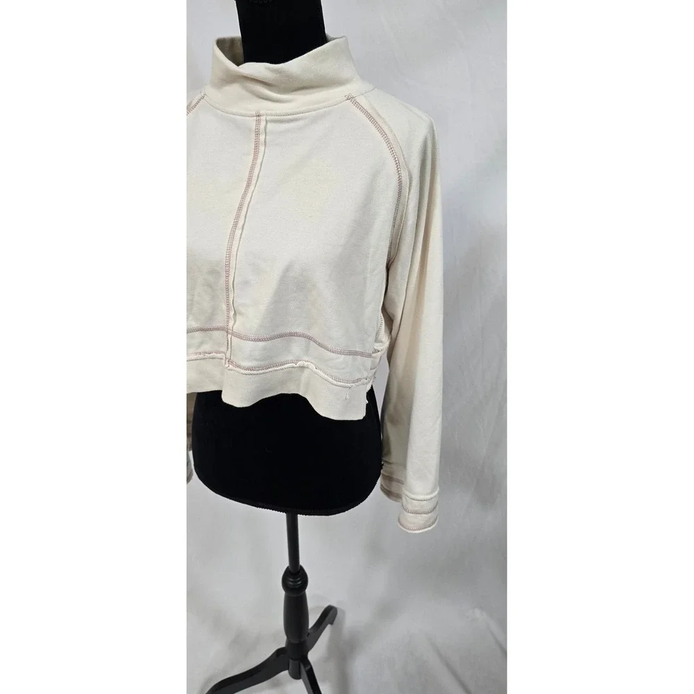 Daily Practice Anthropologie women XXS mock neck crop sweatshirt granola - Picture 4 of 9